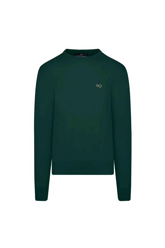 PRINCE OLIVER Prince Oliver ανδρική πλεκτή μπλούζα μονόχρωμη με κεντημένο λογότυπο Modern Fit - 63256004 Πράσινο