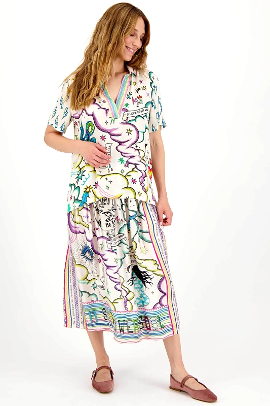 ME369 ME369 γυναικεία μπλούζα πόλο με all-over print "Korin Enlightenment" - 31422/SS25 Πολύχρωμο