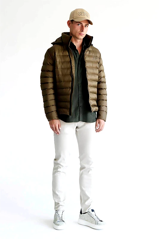 PRINCE OLIVER Prince Oliver ανδρικό τζιν παντελόνι πεντάτσεπο Comfort Slim Fit - 10582004 Εκρού