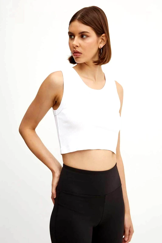 VANS Vans γυναικείο αμάνικο τοπ ribbed αμάνικο με λογότυπο "Drew" - VN000G3JWHT1 Λευκό