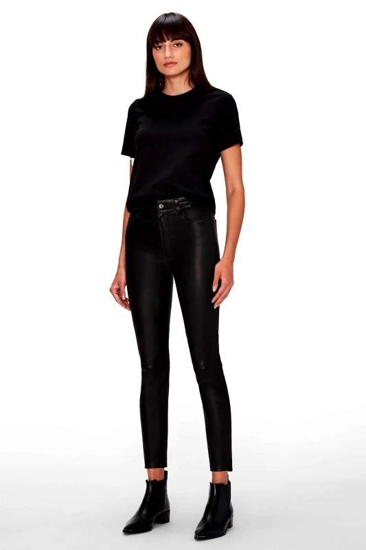 7 FOR ALL MANKIND 7 For All Mankind γυναικείο δερμάτινο ψηλόμεσο παντελόνι πεντάτσεπο Skinny Fit - JSCC5430BK Μαύρο