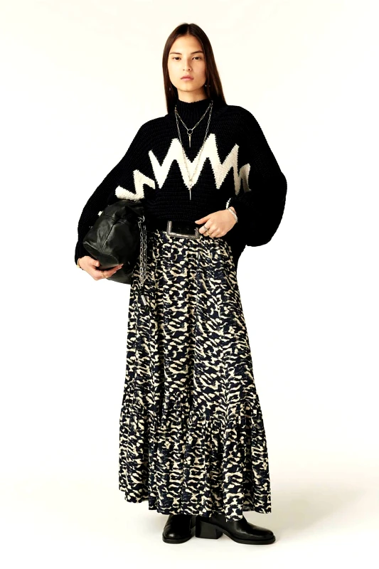 BA&SH ba&sh γυναικεία maxi φούστα με all-over print "Alexa" - 1H24ALEX Μαύρο