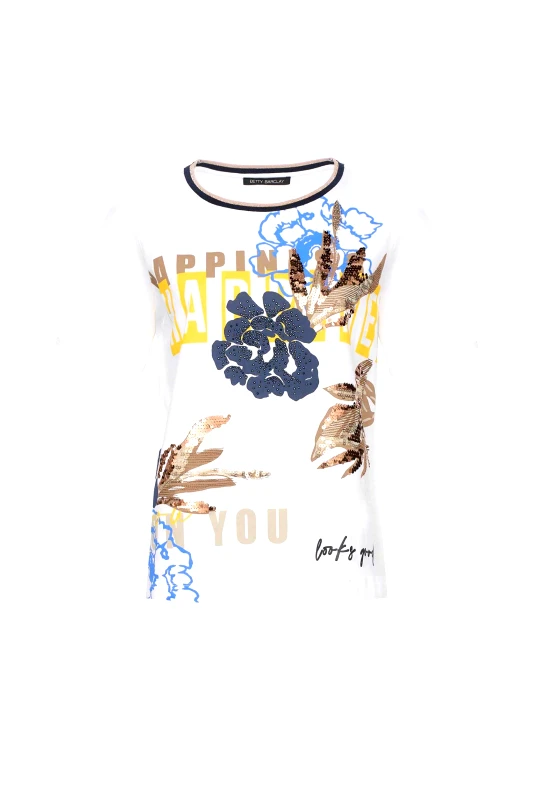 BETTY BARCLAY Betty Barclay γυναικείο T-shirt με print από παγιέτες και τρουκς - 2373/1097 Λευκό