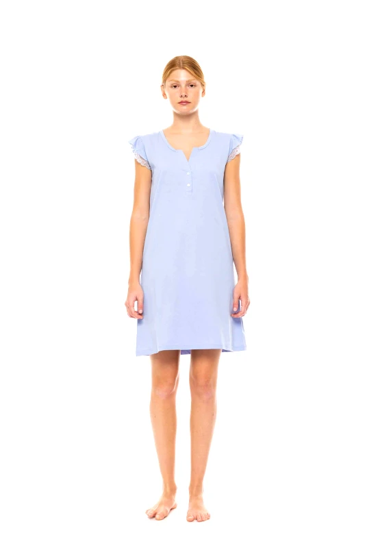 PINK LABEL Pink Label γυναικείο νυχτικό μονόχρωμο - S1511 Σιελ