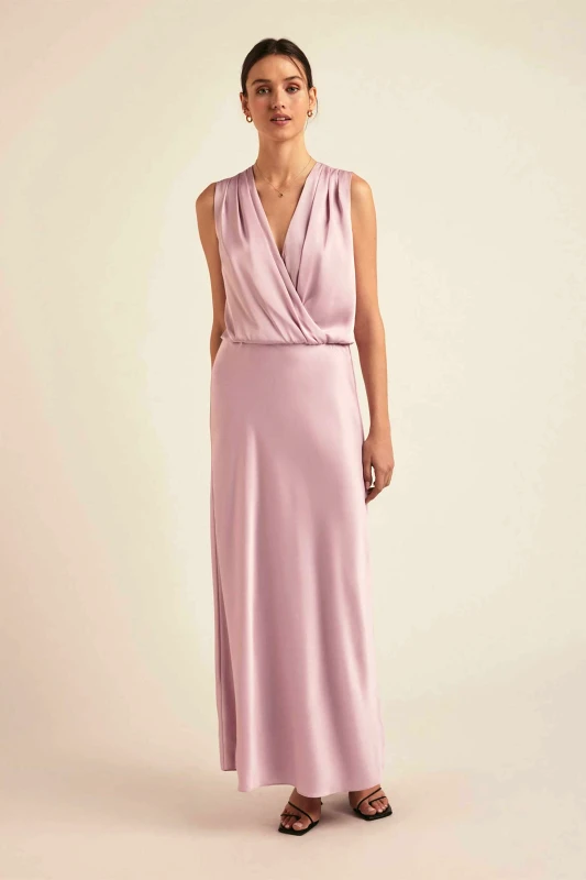 FAVORITE DAUGHTER Favorite Daughter γυναικείο maxi φόρεμα σατέν "Nita" - 45FEC9NT4643-PTL Ροζ