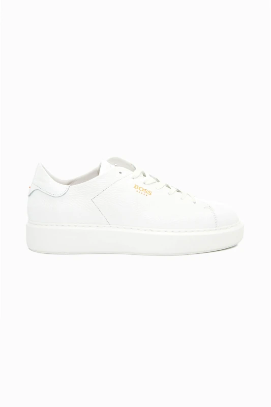 BOSS SHOES Boss Shoes ανδρικά δερμάτινα sneakers με λογότυπο - B5720 Λευκό