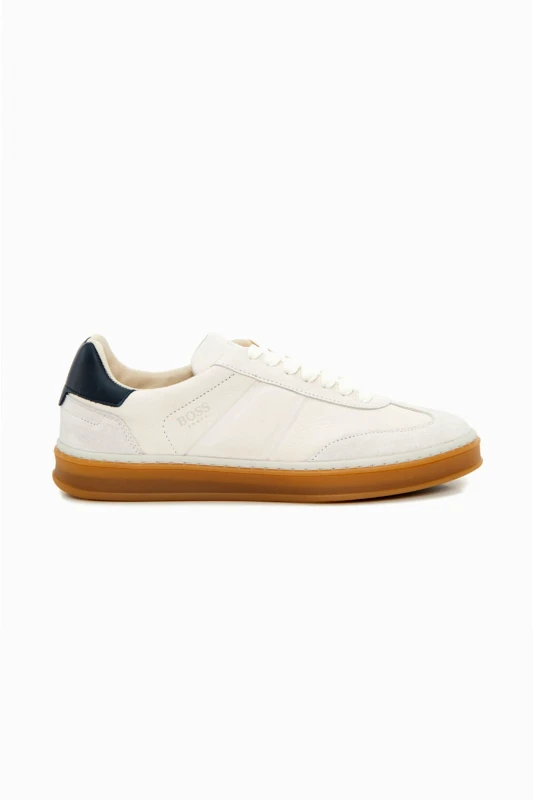 BOSS SHOES Boss Shoes ανδρικά δερμάτινα sneakers με λογότυπο - BC110/A Λευκό