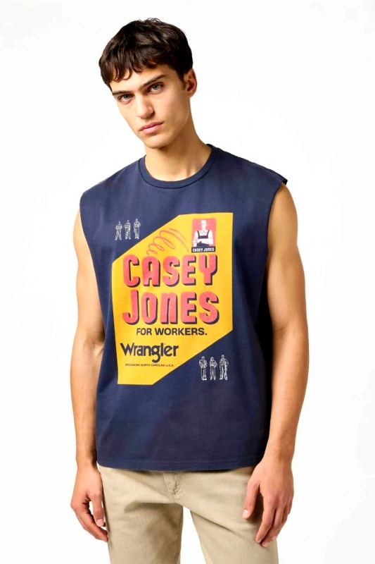 WRANGLER Wrangler® ανδρική αμάνικη μπλούζα με print "Casey Jones Muscle Tank" - 112362804 Μπλε