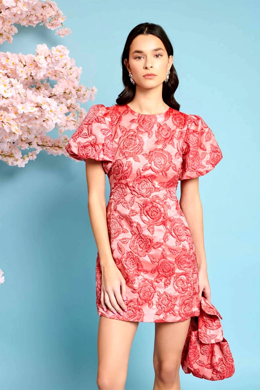 SISTER JANE Sister Jane γυναικείο φόρεμα mini με jacquard ύφασμα "Grace" - DR2039RED Κοραλί