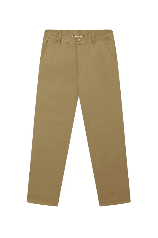FORÉT Forét ανδρικό παντελόνι με herringbone pattern και λογότυπο Regular Fit "Clay" - F1054 Μπεζ