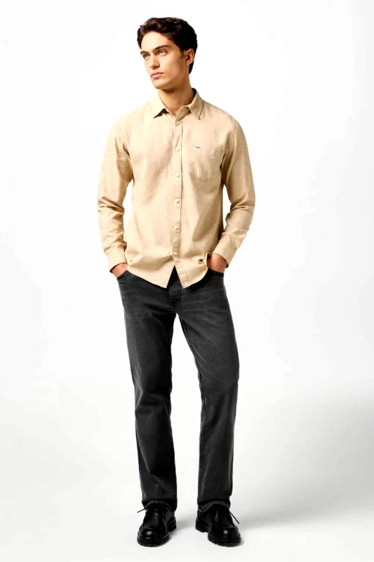 WRANGLER Wrangler® ανδρικό τζιν παντελόνι πεντάτσεπο "Texas Whispered Wash" Straight Fit - 112362477 Μαύρο