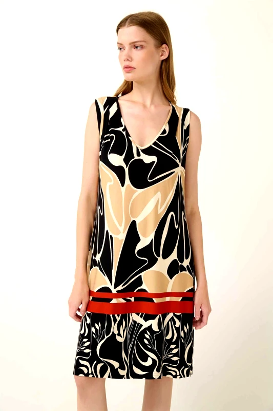 VAMP Vamp γυναικείο midi φόρεμα αμάνικο από viscose - 22477 Μαύρο