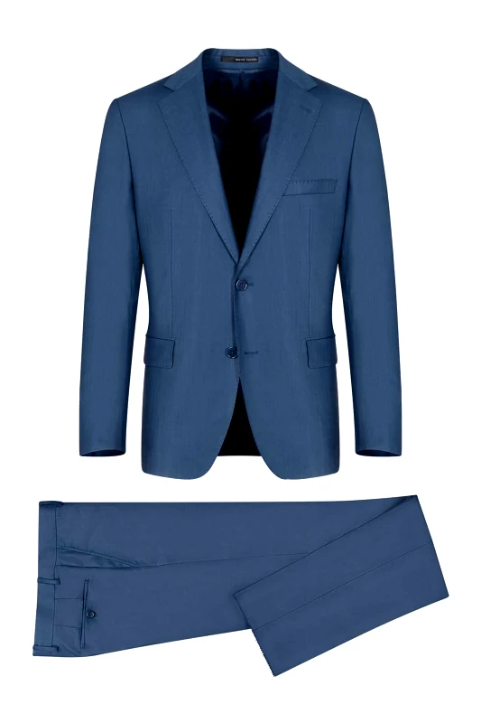 PRINCE OLIVER Prince Oliver ανδρικό κοστούμι μoνόχρωμο Modern Fit - 12989002 Μπλε