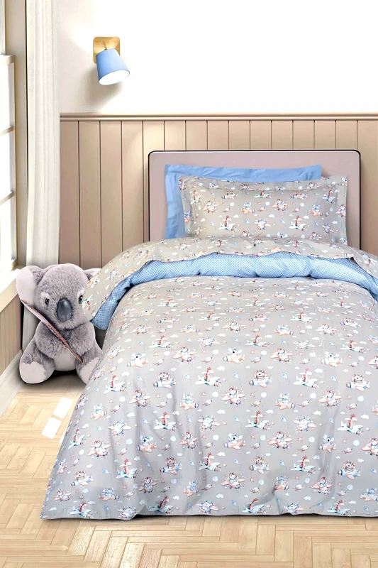 GREENWICH POLO CLUB Greenwich Polo Club σετ παιδική παπλωματοθήκη μονή με μαξιλαροθήκη "8851" (2 τεμάχια) - 206009108851 Γκρι