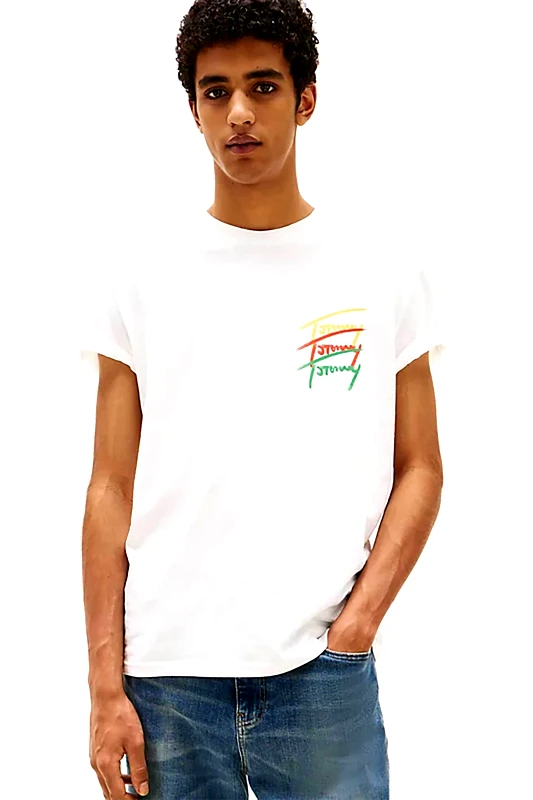 TOMMY JEANS Tommy Jeans ανδρικό T-shirt με λογότυπο Regular Fit - DM0DM20771 Εκρού