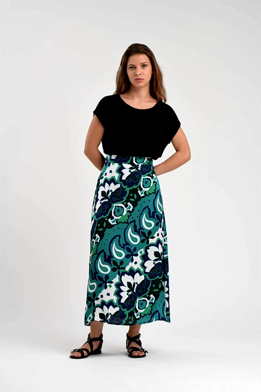 LA FEE MARABOUTEE La Fée Maraboutée γυναικεία midi φούστα με all-over print - FJ-JU-CLODIA-O Πετρόλ