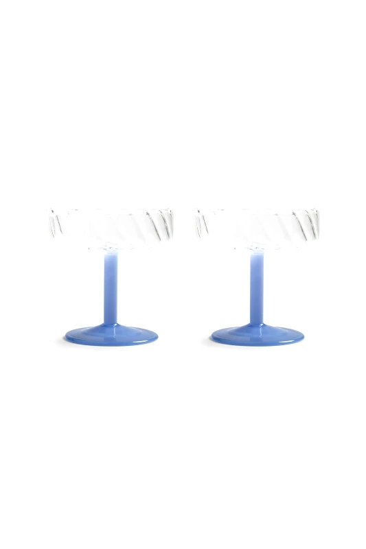 &K AMSTERDAM &K Amsterdam σετ ποτήρια κολωνάτα "Twirl" (2 τεμάχια) Μπλε - 347-05