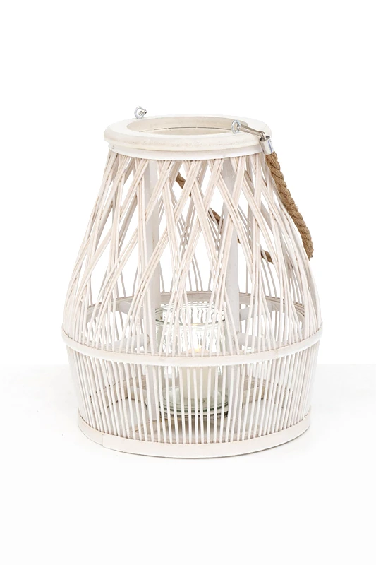 DOMUS HOMUS DOMUS HOMUS διακοσμητικό φανάρι από bamboo με λαβή από σχοινί "Zati" 29 x 29 x 34 cm - 20-99-004