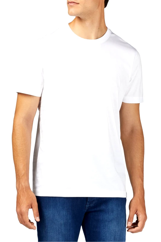 BOGGI MILANO Boggi Milano ανδρικό T-shirt μονόχρωμο "Pima" - BO20C001103 Λευκό