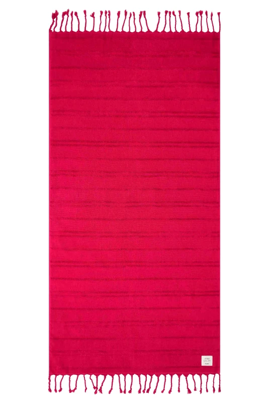 NEF-NEF HOMEWARE NEF-NEF γυναικεία πετσέτα θαλάσσης μονόχρωμη με ανάγλυφο σχέδιο και κρόσσια 80 x 160 cm "Expression 23" - 033058 Βυσσινί