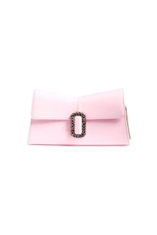 MARC JACOBS Marc Jacobs γυναικείο δερμάτινο clutch τσαντάκι με αλυσίδα και μεταλλικό logo "The Convertible Clutch" - 2P3HCL002H01 Ροζ