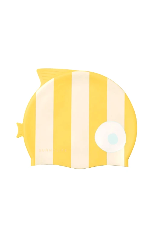 SUNNYLiFE Sunnylife παιδικό σκουφάκι κολύμβησης "Finn the Fish Mustard Stripe" - 25180106 Κίτρινο
