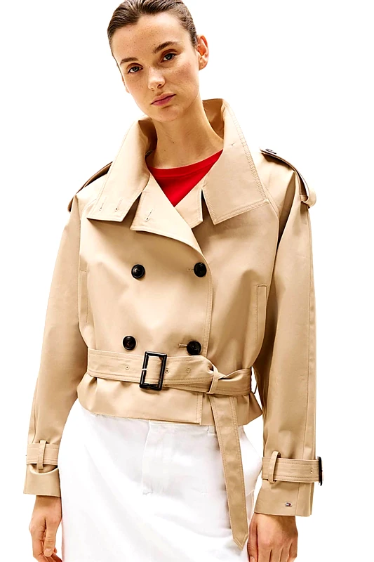 TOMMY HILFIGER Tommy Hilfiger γυναικεία καμπαρντίνα cropped - WW0WW43933 Μπεζ