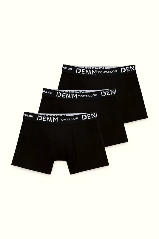 TOM TAILOR Tom Tailor σετ ανδρικά εσώρουχα boxer με λογότυπο στο λάστιχο (3 τεμάχια) - 1038850 Μαύρο