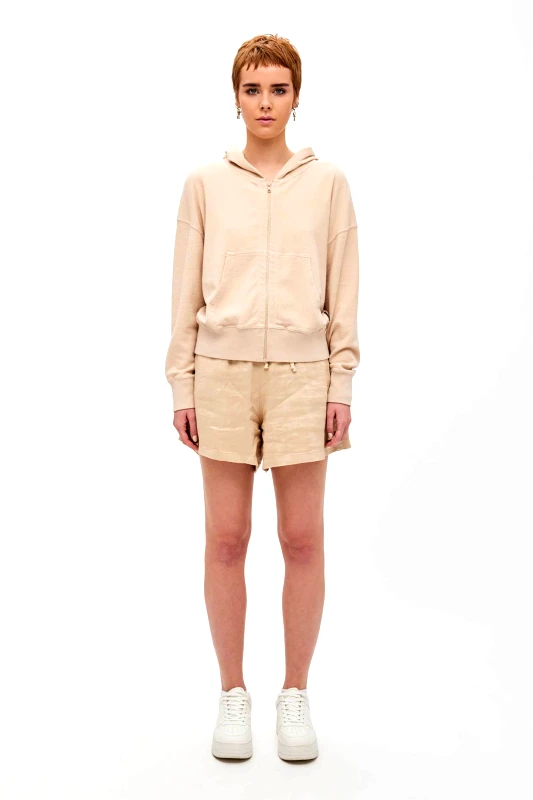 DIRTY LAUNDRY Dirty Laundry γυναικεία βερμούδα με raffle λεπτομέρεια στη μέση Relaxed Fit - DLWB000011 Μπεζ