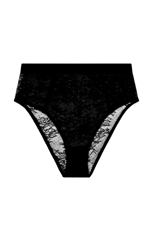 LOVE STORIES Love Stories γυναικείο σλιπ ψηλόμεσο με δαντέλα με logo tape στη μέση "Pebbles" - L2321915900 Μαύρο