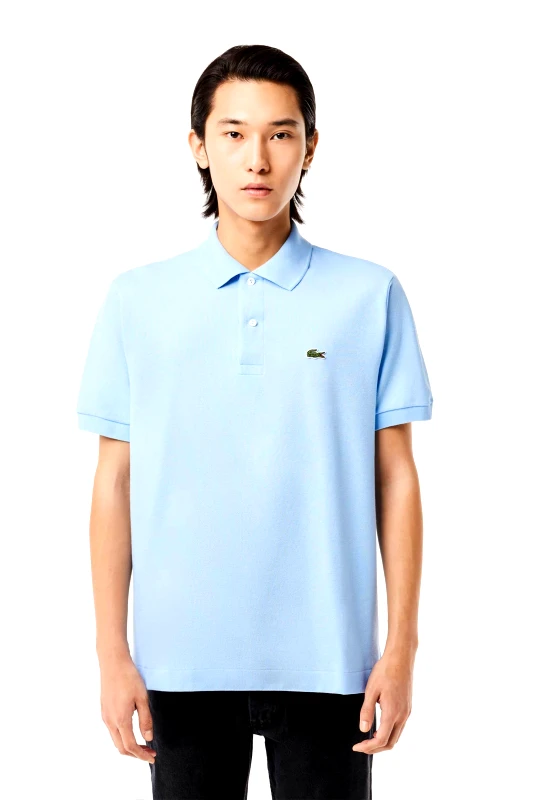 LACOSTE Lacoste ανδρική μπλούζα πόλο πικέ κοντομάνικη με κεντημένο λογότυπο Classic Fit - L1212 Σιελ