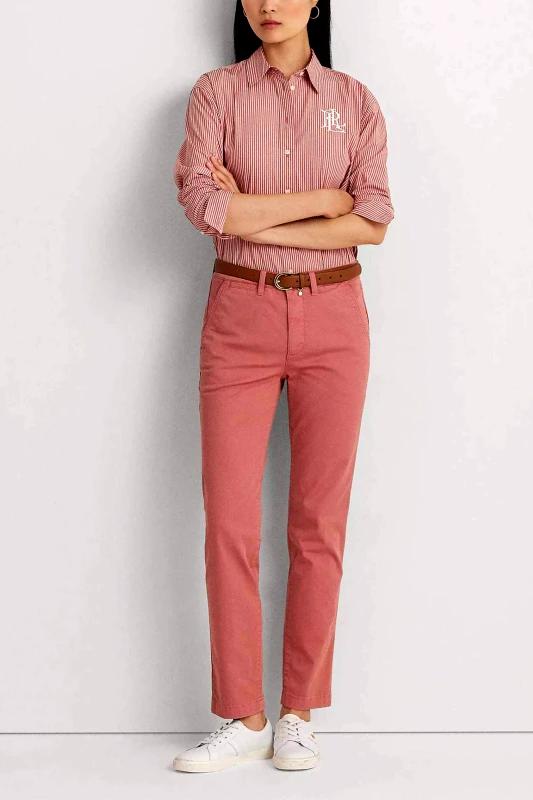 LAUREN RALPH LAUREN Lauren Ralph Lauren γυναικείο chino παντελόνι μονόχρωμο με τσέπες - 200812287048 Κοραλί