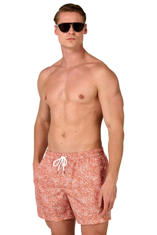 BOGGI MILANO Boggi Milano ανδρικό μαγιό με floral print - BO25P066002 Μπορντό
