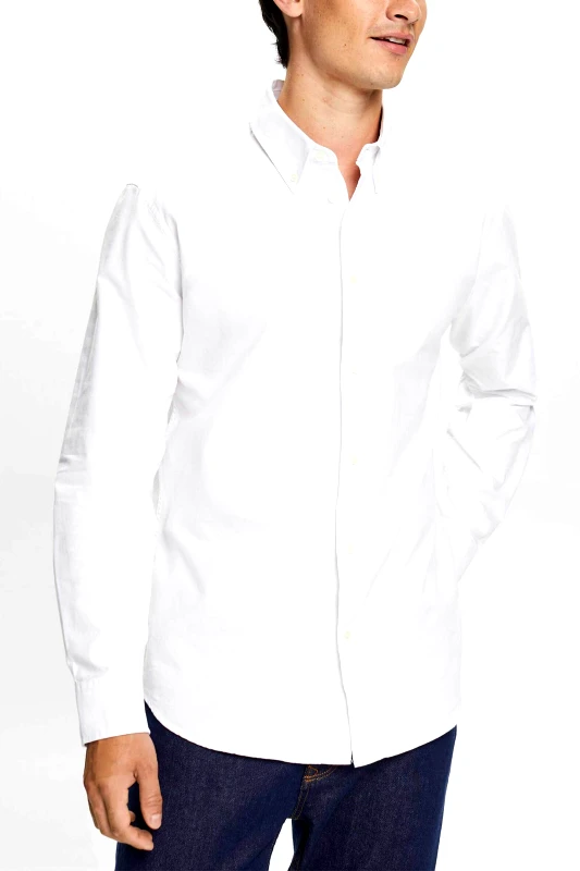 ESPRIT Esprit ανδρικό πουκάμισο button down μονόχρωμο - 993EE2F309 Λευκό