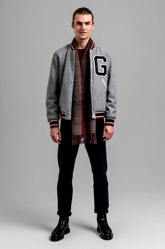 GANT Gant ανδρικό μάλλινο bomber jacket "Melton" - 7006083 Γκρι