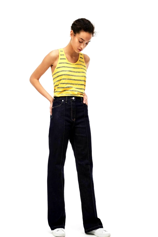 LACOSTE Lacoste γυναικείο παντελόνι τζιν ψηλόμεσο Boot Cut - HF3965 Μπλε Σκούρο