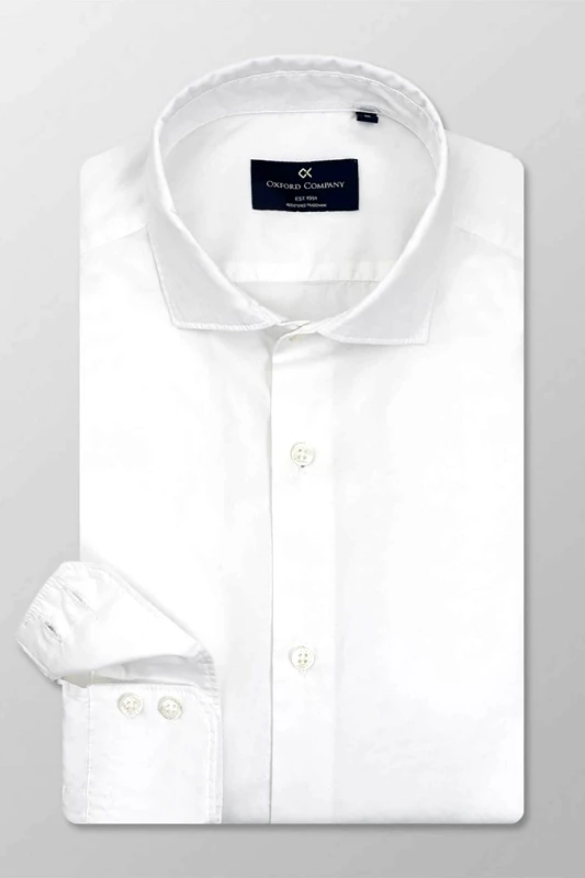 OXFORD COMPANY Oxford Company ανδρικό πουκάμισο μονόχρωμο Slim Fit "Sport" - M113-RR21.01 Λευκό