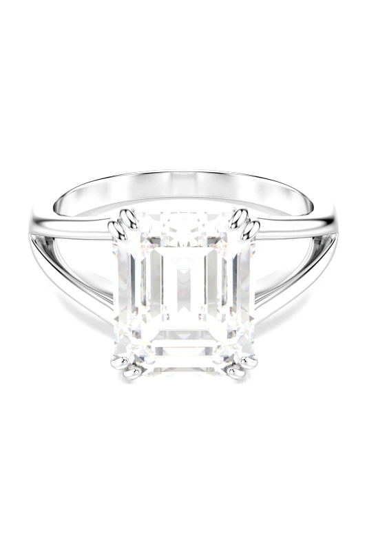 SWAROVSKI Swarovski γυναικείο δαχτυλίδι οκταγωνική κοπή, λευκό, φινίρισμα σε ασημένιο τόνο "Stilla" (55) - 5717880