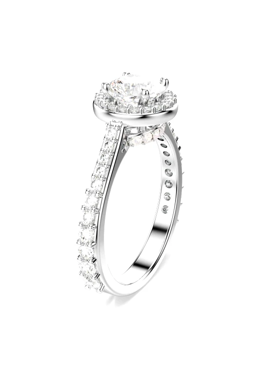 SWAROVSKI Swarovski γυναικείο δαχτυλίδι στρογγυλή κοπή, λευκό, φινίρισμα σε ασημένιο τόνο "Una Angelic" (55) - 5717929