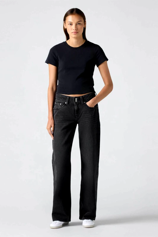 LEVI'S Levi's® γυναικείο τζιν παντελόνι ψηλόμεσο πεντάτσεπο Loose Fit "Superlow" - A74980001 Μαύρο