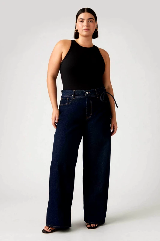 LEVI'S Levi's® γυναικείο τζιν παντελόνι ψηλόμεσο πεντάτσεπο Οversized Fit "XL Straight" - A87010007 Denim Blue Σκούρο