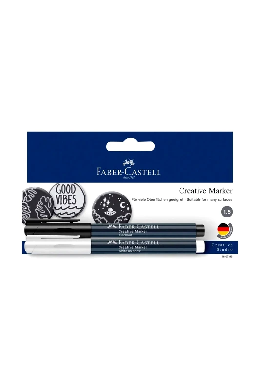 FABER-CASTELL Faber-Castell Creative marker white as snow/blackout (2 τεμάχια) - 077160795