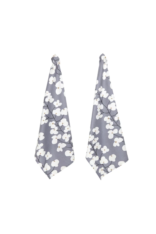 COINCASA Coincasa σετ πετσέτες κουζίνας με all-over floral print (2 τεμάχια) - 006718068 Γκρι