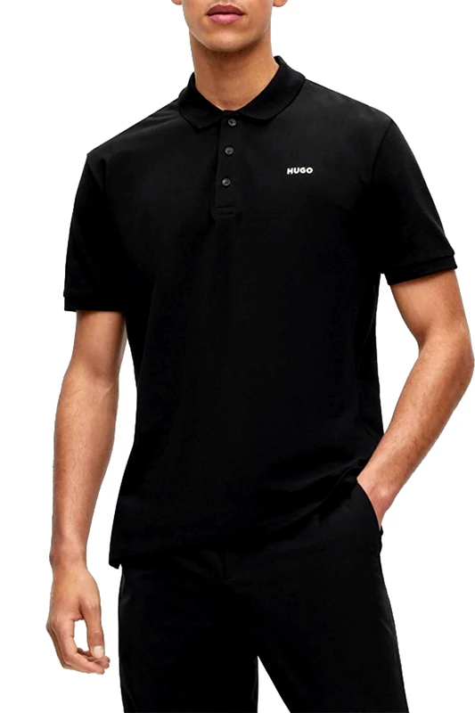 HUGO Hugo Boss ανδρική μπλούζα πόλο με λογότυπο Regular Fit "Donos" - 50466182 Μαύρο