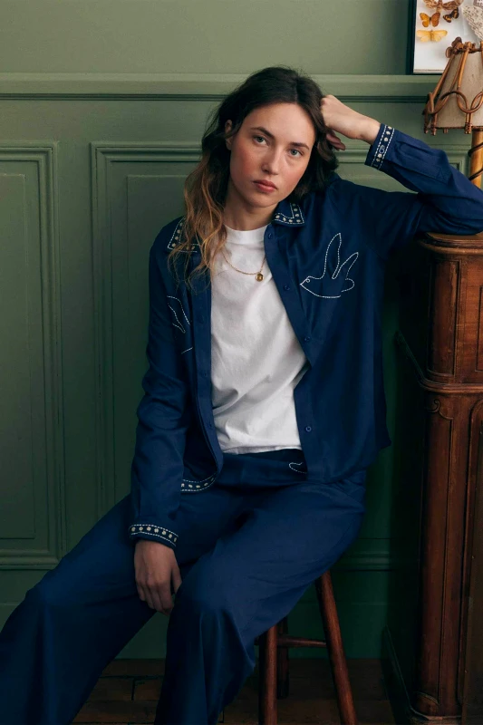 MAISON LABICHE Maison Labiche γυναικείο πουκάμισο με print - YWVALLESBIRDS Μπλε