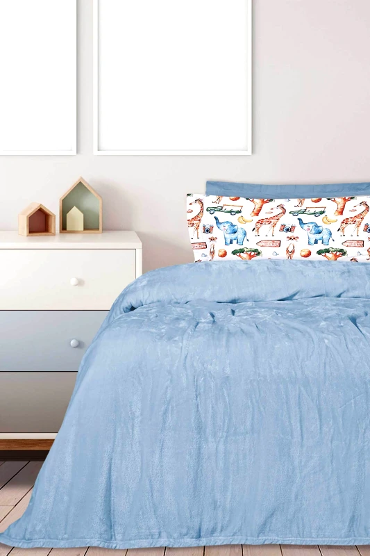 DAS HOME Das Home κουβέρτα velour μονή μονόχρωμη "1344" 160 x 220 cm - 420577711344 Μπλε