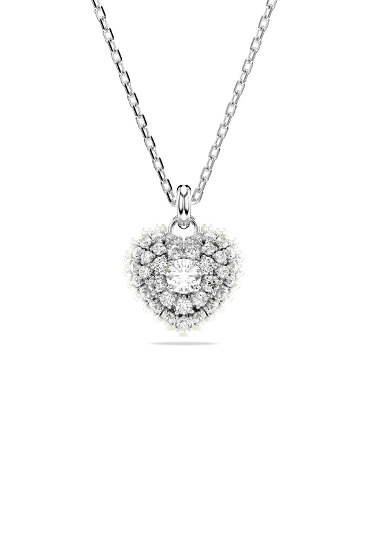 SWAROVSKI Swarovski γυναικείο μενταγιόν καρδιά, λευκό, επιμετάλλωση ροδίου "Idyllia" - 5684386