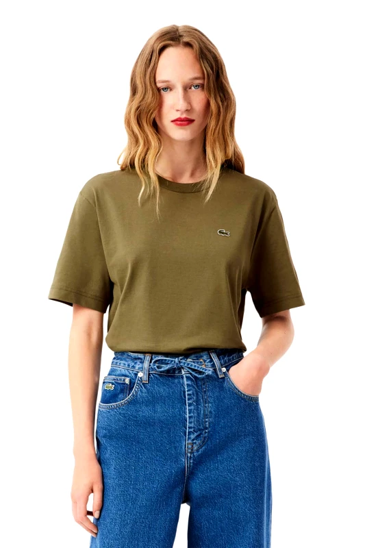 LACOSTE Lacoste γυναικείο T-shirt με κεντημένο λογότυπο Relaxed Fit - TF7215 Λαδί