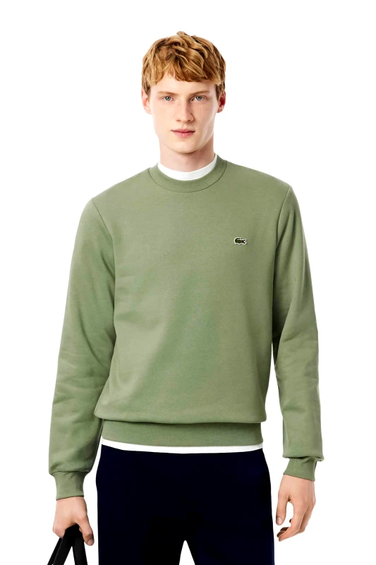 LACOSTE Lacoste ανδρική μπλούζα φούτερ μονόχρωμη με κεντημένο λογότυπο Classic Fit - SH9608 Πράσινο Teal