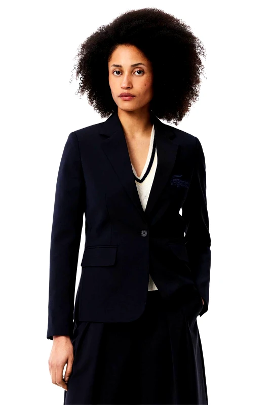 LACOSTE Lacoste γυναικείο σακάκι με κεντημένο λογότυπο Slim Fit - VF4244-00 Μπλε Σκούρο